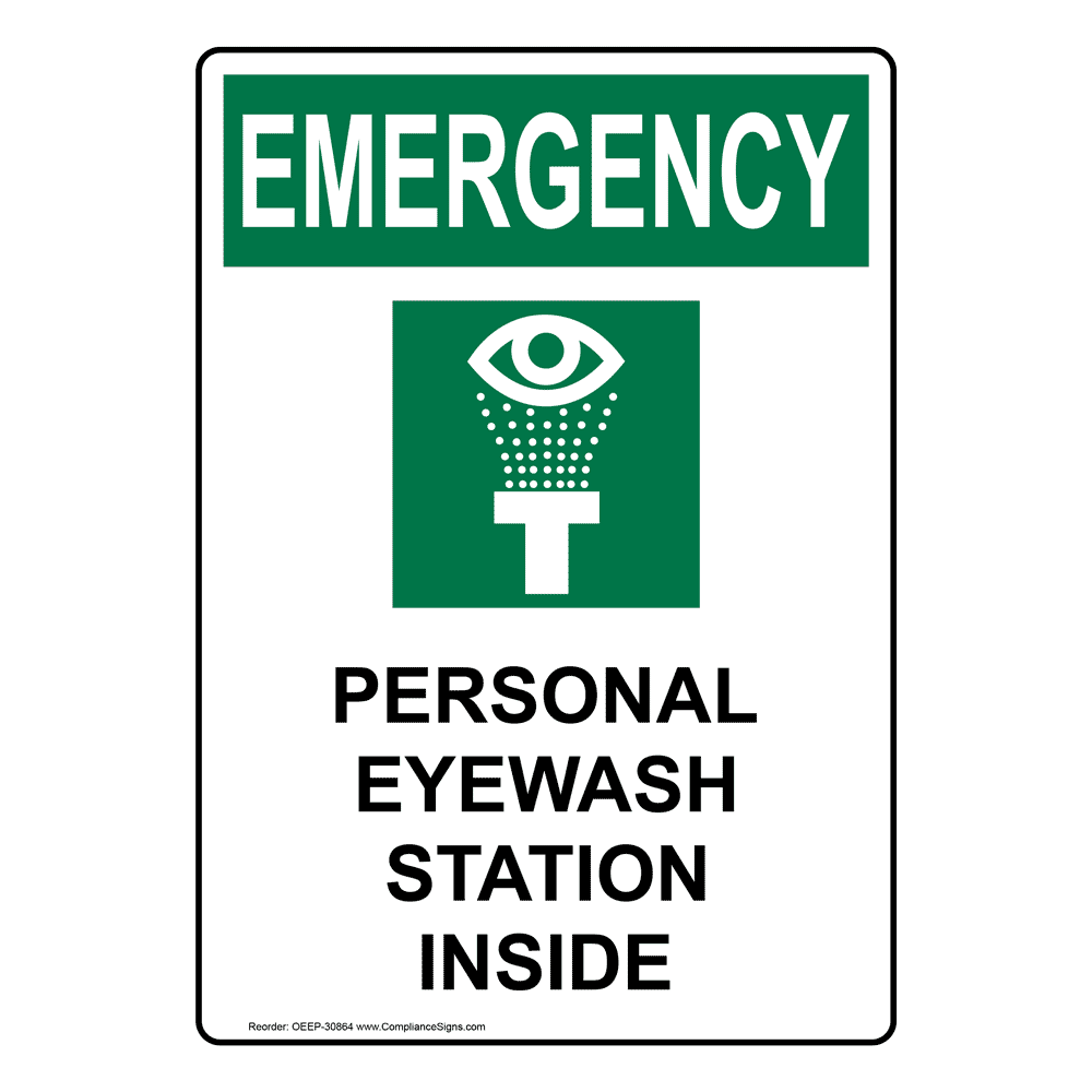 Vertical Personal Eyewash Station Sign - OSHA EMERGENCY vertical-personal-eyewash-station-sign-osha-emergency