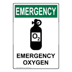 Portrait OSHA Emergency Oxygen Sign With Symbol OEEP-9443