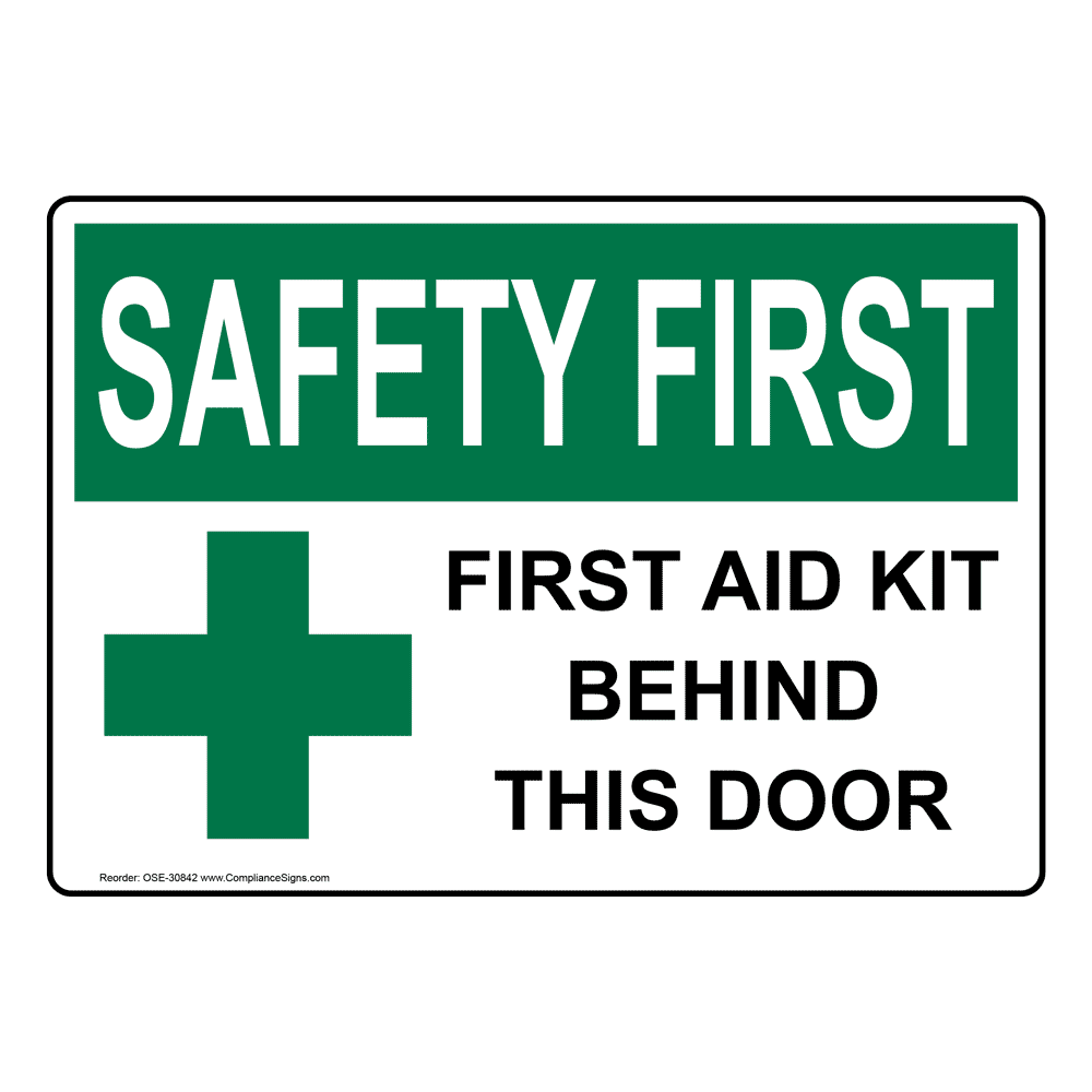 Protect Your Business Construction Site  Made in the USA First Aid Kit AED Inside Cabinet OSHA Notice Sign Warehouse & Shop Area Aluminum Sign 