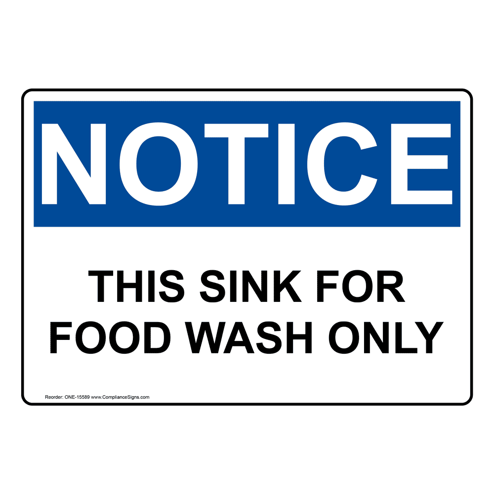 Cartello Obbligo Lavello Alimenti – Targa Plastica 300x100 Mm – This Sink For Food Wash Only