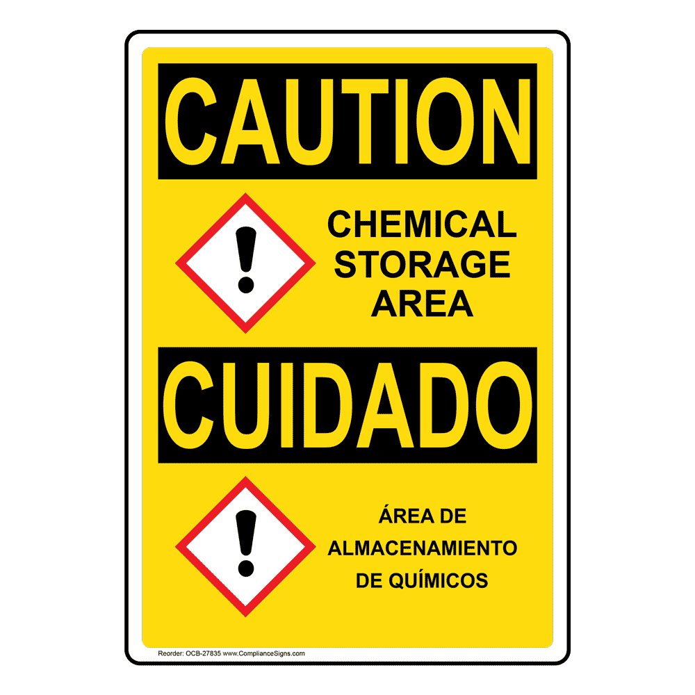 Vertical Hazmat Sign Chemical Storage Area Osha Ghs