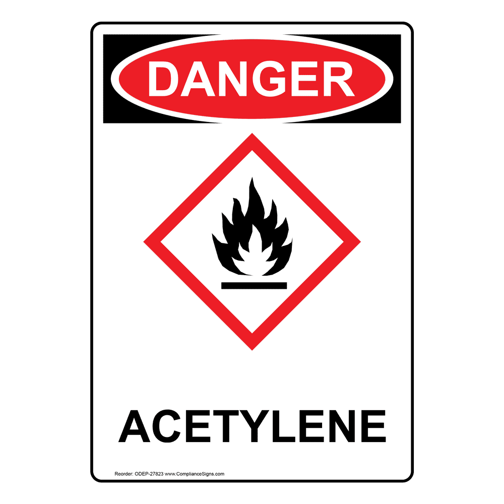 Vertical Osha Ghs Danger Sign Or Label Acetylene Chemical