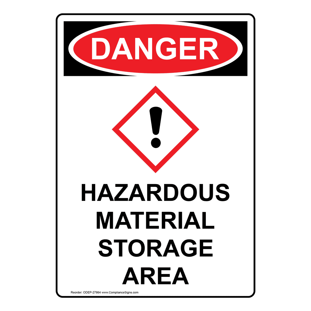 Vertical OSHAGHS Sign or Label Hazardous Material