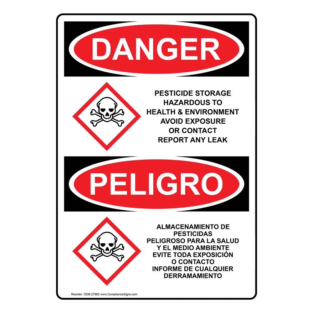 Vertical OSHA-GHS Sign or Label - Pesticide Storage Hazardous