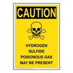 Portrait OSHA Hydrogen Sulfide Poisonous Sign With Symbol OCEP-3925
