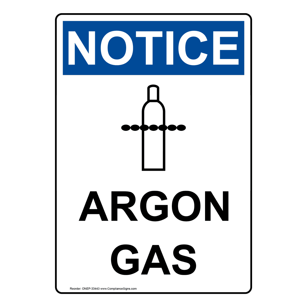 Vertical Sign - Hazardous Gas / Gas Lines - Argon Gas