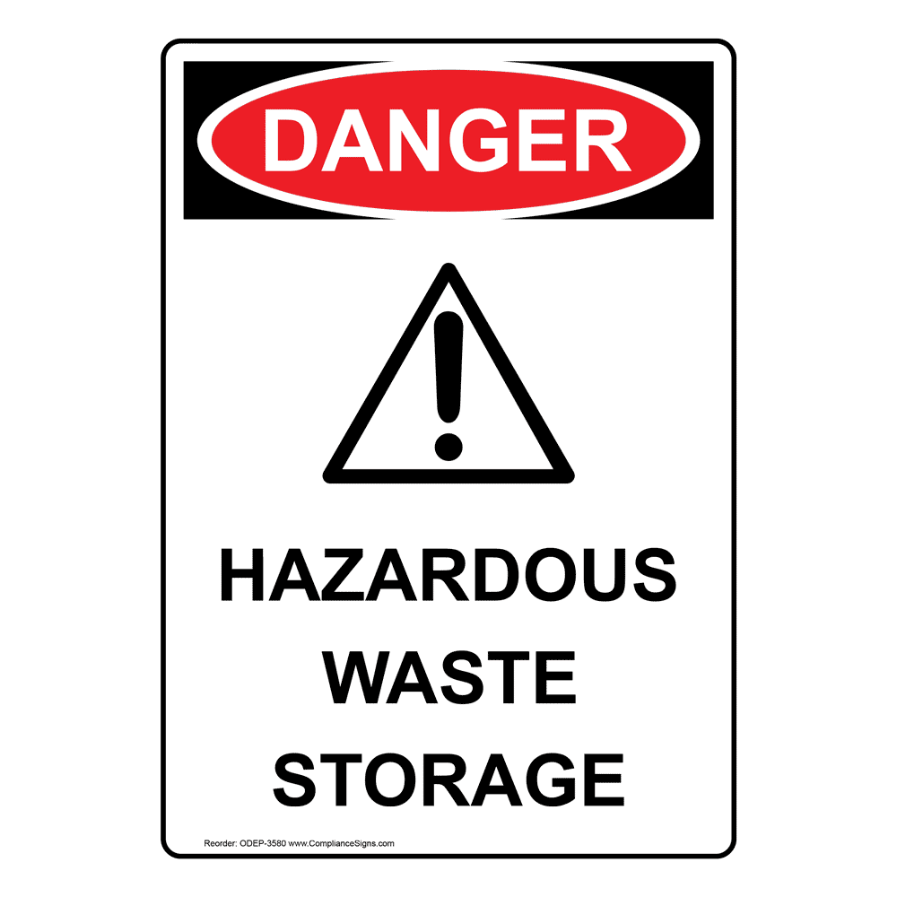 Vertical Hazardous Waste Storage Sign - White - OSHA - US Made