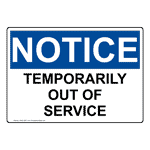 OSHA Temporarily Out Of Service Sign ONE-32077