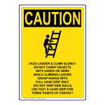 Portrait OSHA Face Ladder And Climb Sign With Symbol OCEP-28395