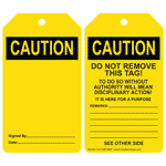 OSHA Caution Blank Do Not Remove This Tag! Safety Tag CS213389
