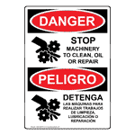 OSHA DANGER Stop Machinery To Clean Repair Bilingual Sign ODB-5900-R
