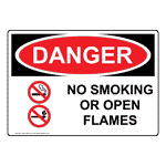 OSHA DANGER No Smoking Or Open Flames Sign ODE-4805 No Open Flame