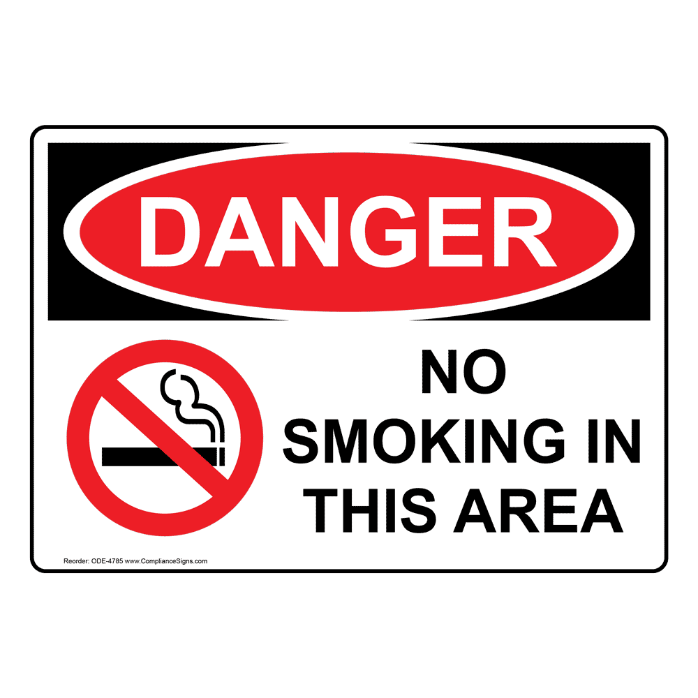 OSHA DANGER No Smoking In This Area Sign With Symbol ODE-4785