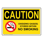 OSHA CAUTION Oxidizing Gas Stored Within No Smoking Sign OCE-16407