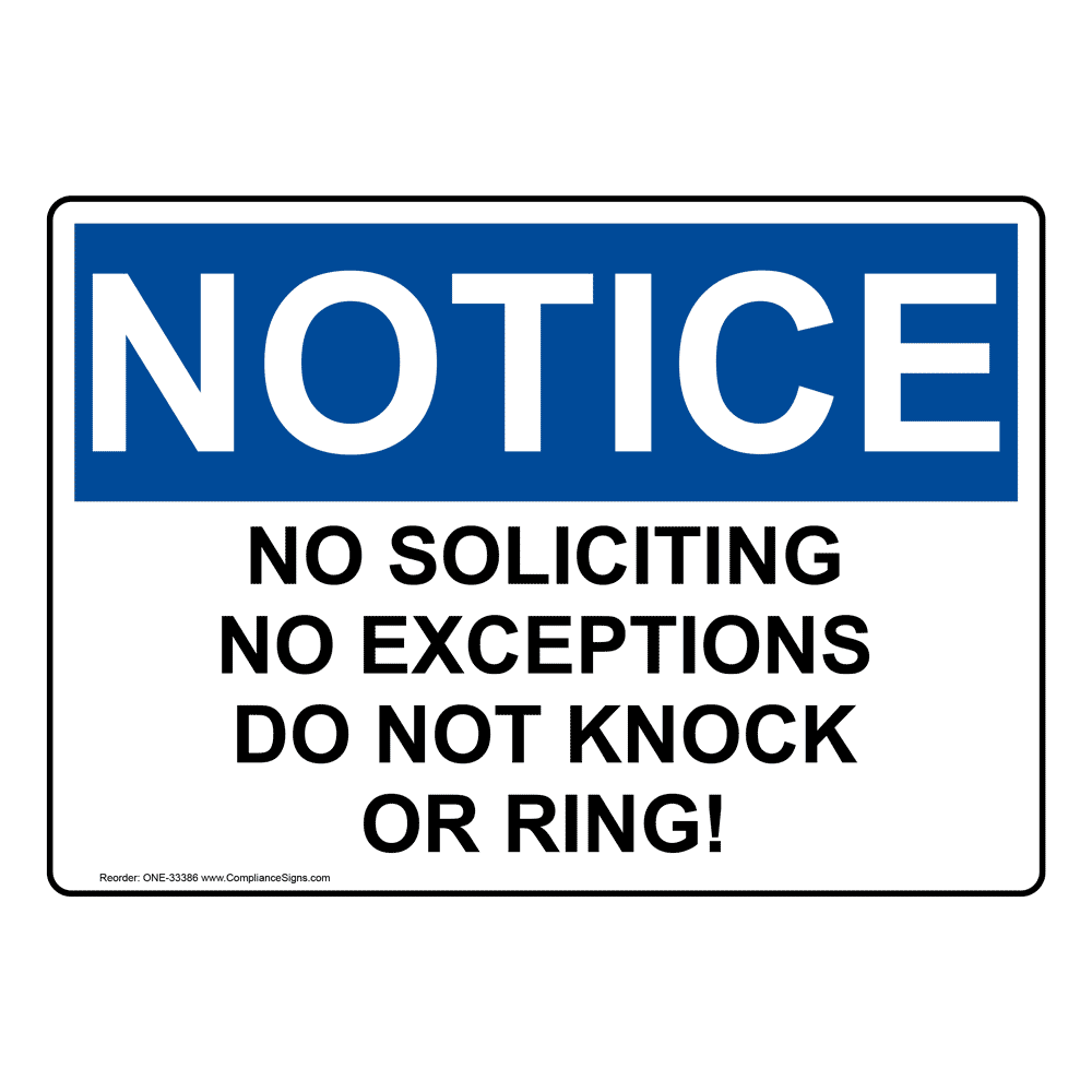 Rigid Plastic or Vinyl Label Decal No Soliciting Vendors Seen by Appointment Only Warehouse & Shop Work Site  Made in The USA Protect Your Business Choose from: Aluminum OSHA Notice Sign