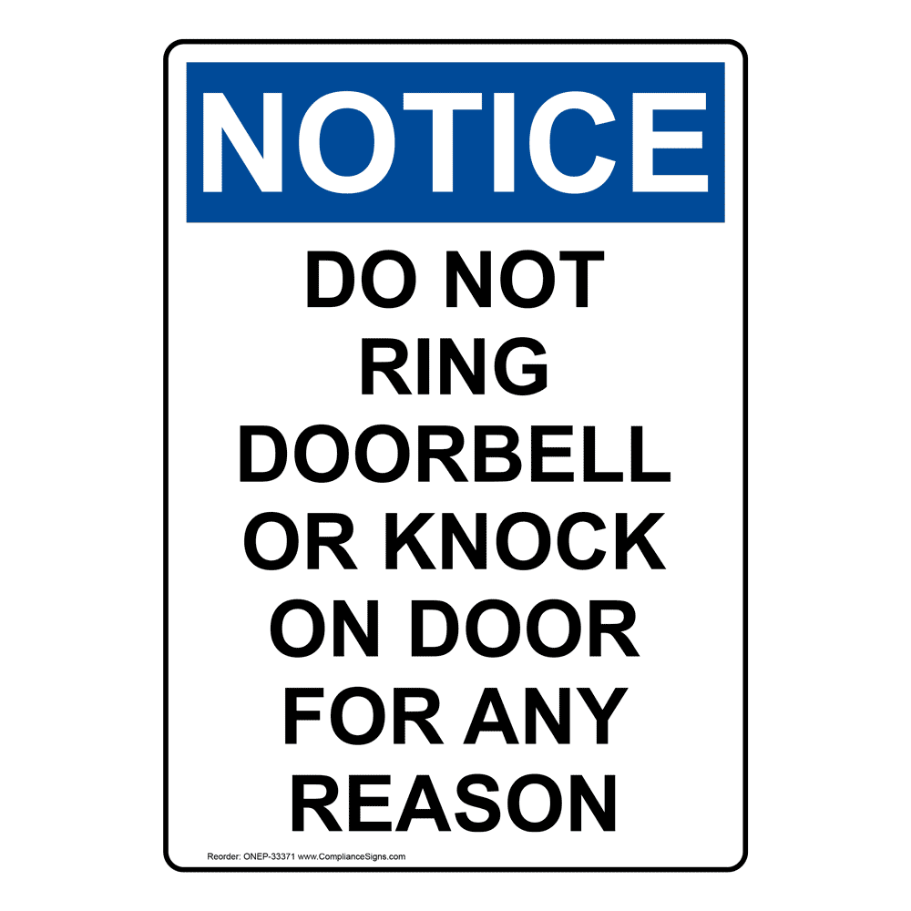 Do Not Ring Doorbell Or Knock Sign