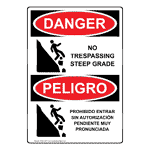 OSHA DANGER No Trespassing Steep Grade Bilingual Sign ODB-13617