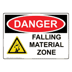OSHA Falling Material Zone Sign With Symbol ODE-50045