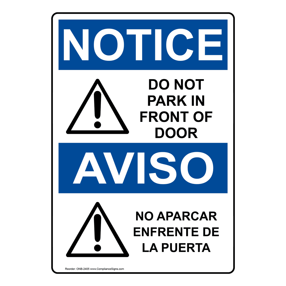 vertical-no-parking-in-front-of-door-bilingual-sign-osha-notice