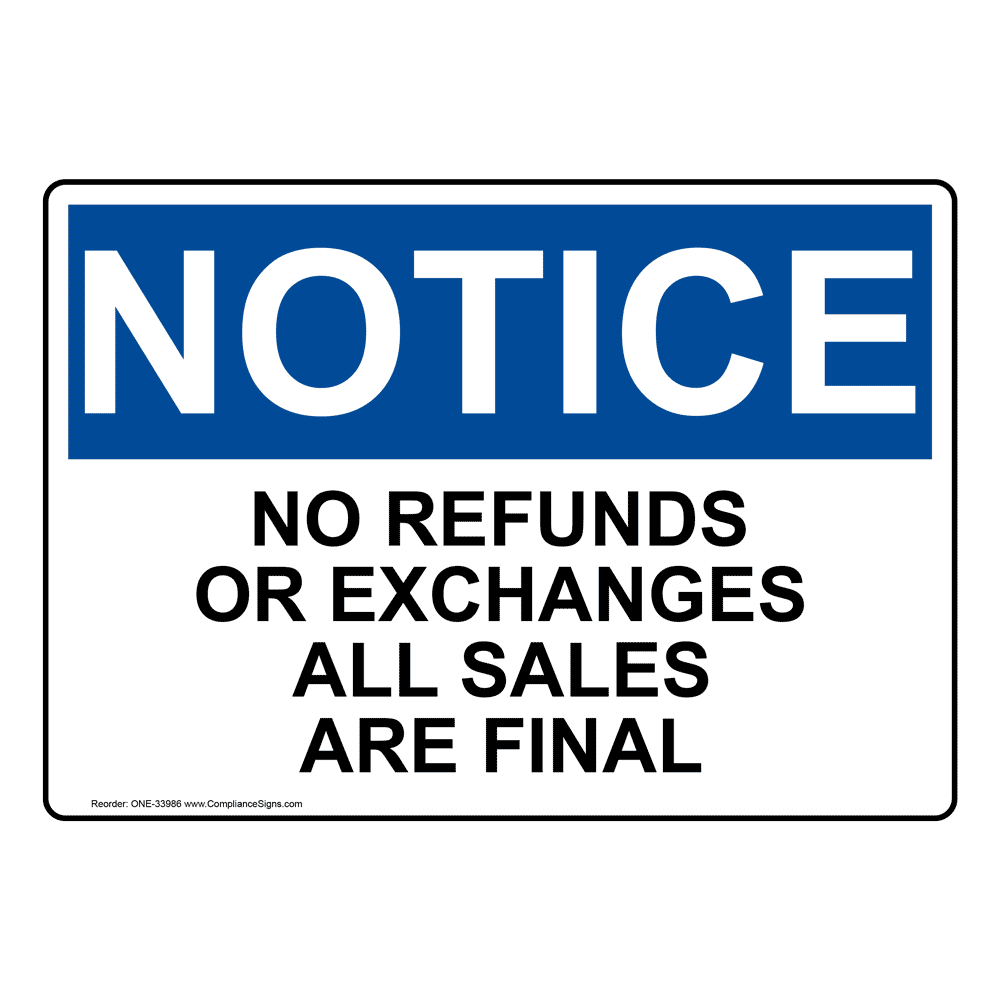 Alum We Will Gladly Exchange Or Credit Returns Sorry No Cash Refunds Print Business Retail Store Poster Cashier Sign 