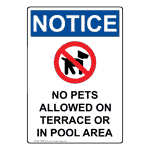 Portrait OSHA No Pets Allowed On Sign With Symbol ONEP-34140