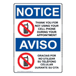 OSHA NOTICE No Cell Phone During Appointment Bilingual Sign ONB-9548