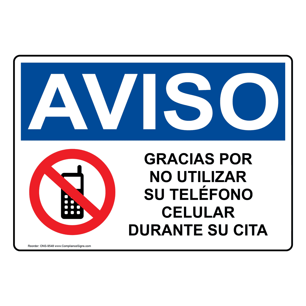 No Cell Phones Prohibidos Telefonos Celulares Spanish Sign Red White Phone Symbol Business Office Signs Metal Single 