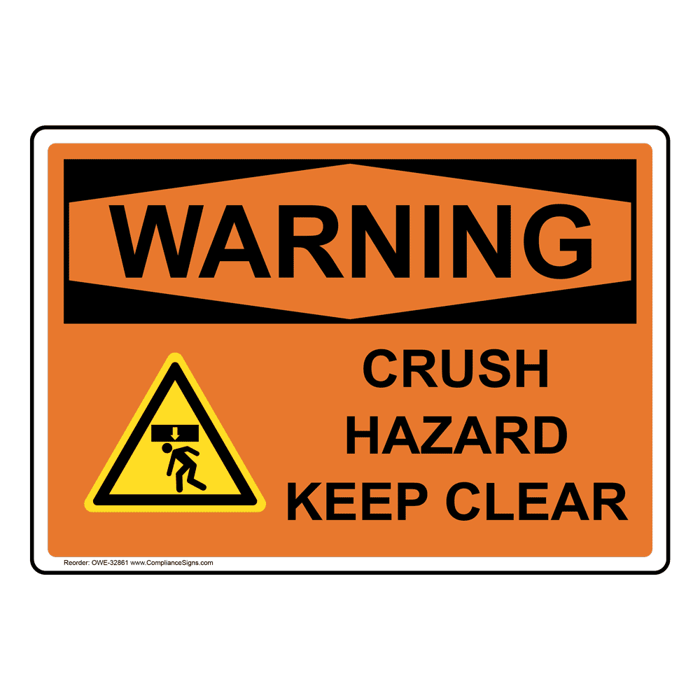 Crush Hazard Mind Hands Work Place Warning Signs Safety Yellow A7 A6 A5 A4 A3 