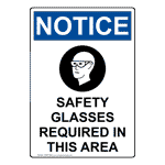 Portrait OSHA Safety Glasses Required Sign With Symbol ONEP-5650