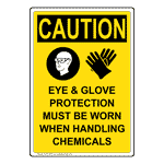 Portrait OSHA Eye And Glove Protection Sign With Symbol OCEP-2920