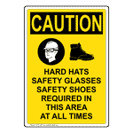 Portrait OSHA Hard Hats Safety Glasses Sign With Symbol OCEP-3455