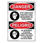 OSHA DANGER Eye And Ear Protection Required Bilingual Sign ODB-2910