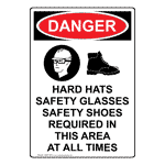 Portrait OSHA Hard Hats Safety Glasses Sign With Symbol ODEP-3455