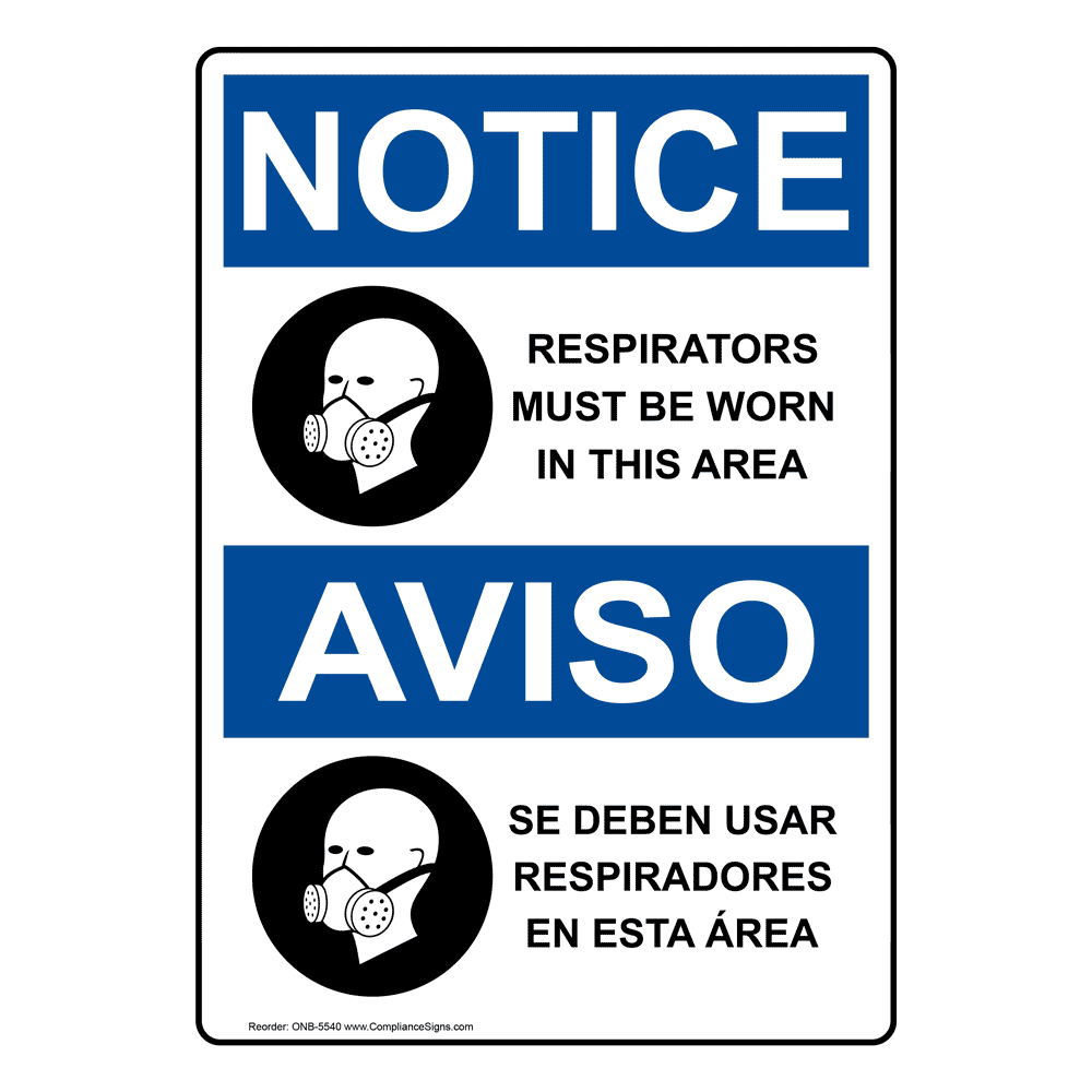 PVC 600 x 200mm Respirators Must Be Worn In This Area Sign