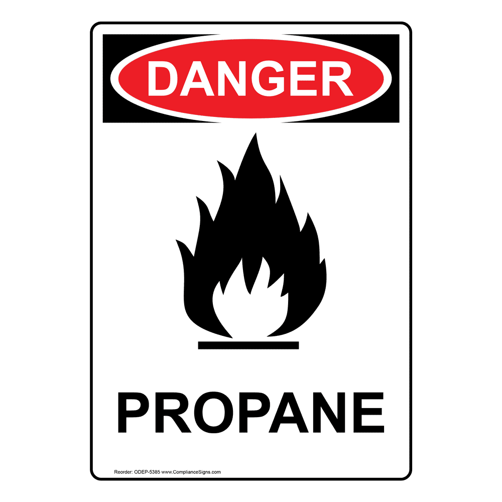 Vertical OSHA Propane Sign with Symbol - DANGER