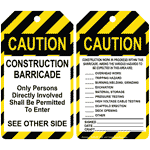 OSHA Caution Construction Barricade Safety Tag CS894593