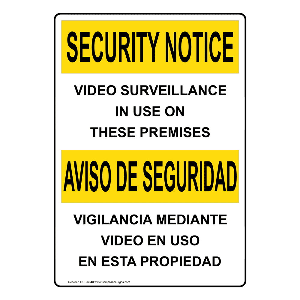 Spanish English Warning Protected By Video Surveillance Sign Made In US security 
