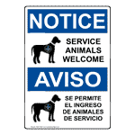 OSHA NOTICE Service Animals Welcome Bilingual Sign ONB-13901