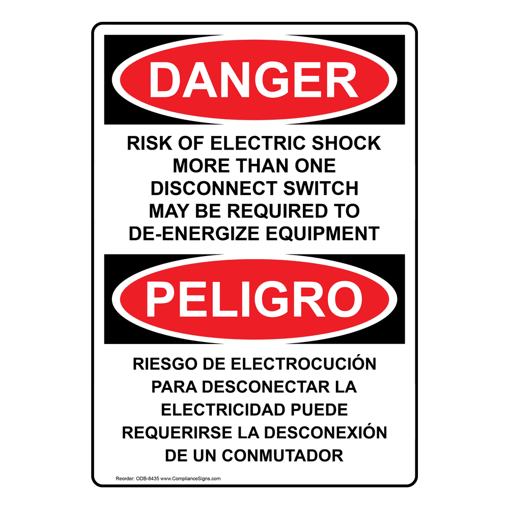 Vertical Risk Of Electric Shock More Than One Sign OSHA DANGER