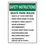 Portrait OSHA Skate Park Rules Skate At Your Sign OSIEP-32792