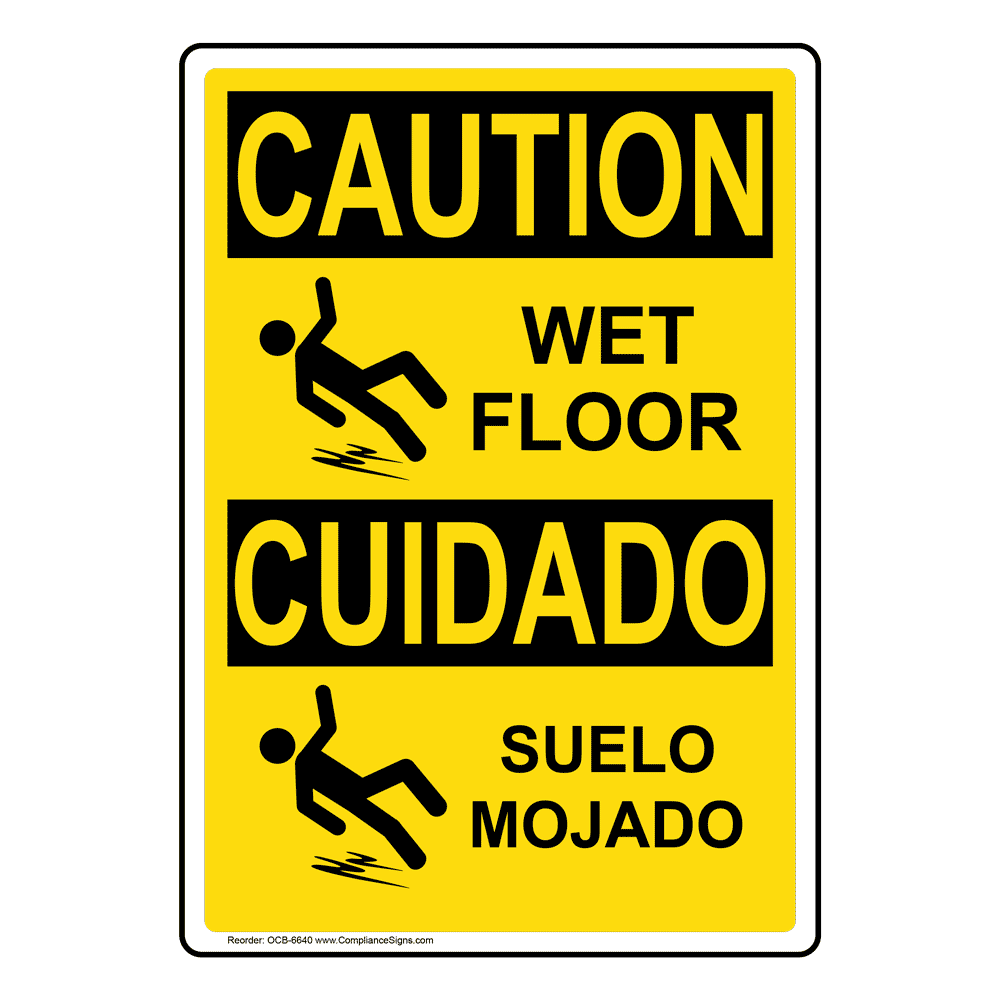 ComplianceSigns Vertical Plastic OSHA DANGER Floor Slippery When Wet Sign 10... 