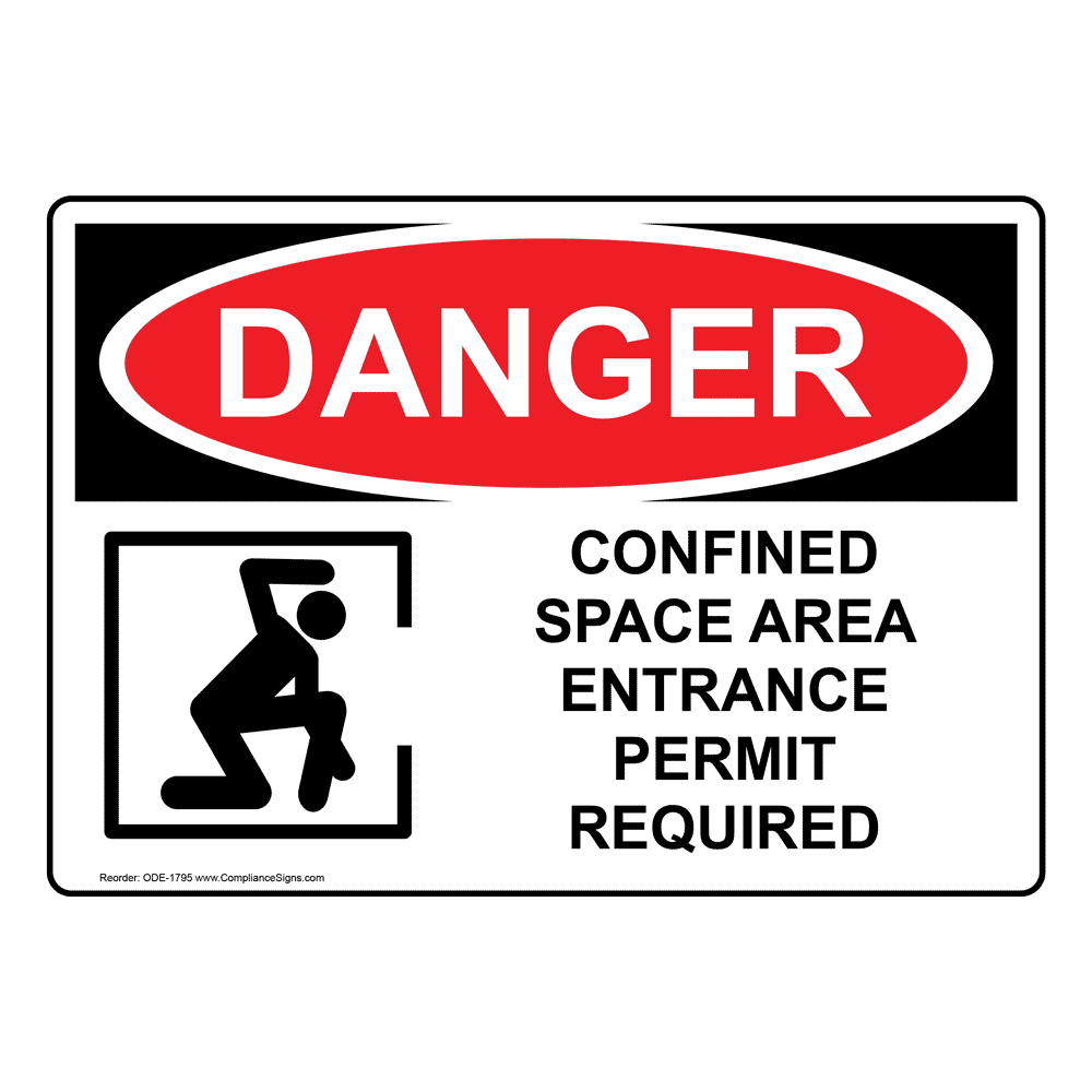 Legend DANGER CONFINED SPACE 14 Length x 10 Height 14 Length x 10 Height NMC D487AB OSHA Sign Aluminum Red/Black on White Legend DANGER CONFINED SPACE 