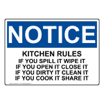 OSHA Kitchen Rules If You Spill It Wipe It If Sign ONE-29171