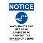 Portrait OSHA Wash Hands And Use Sign With Symbol ONEP-31573