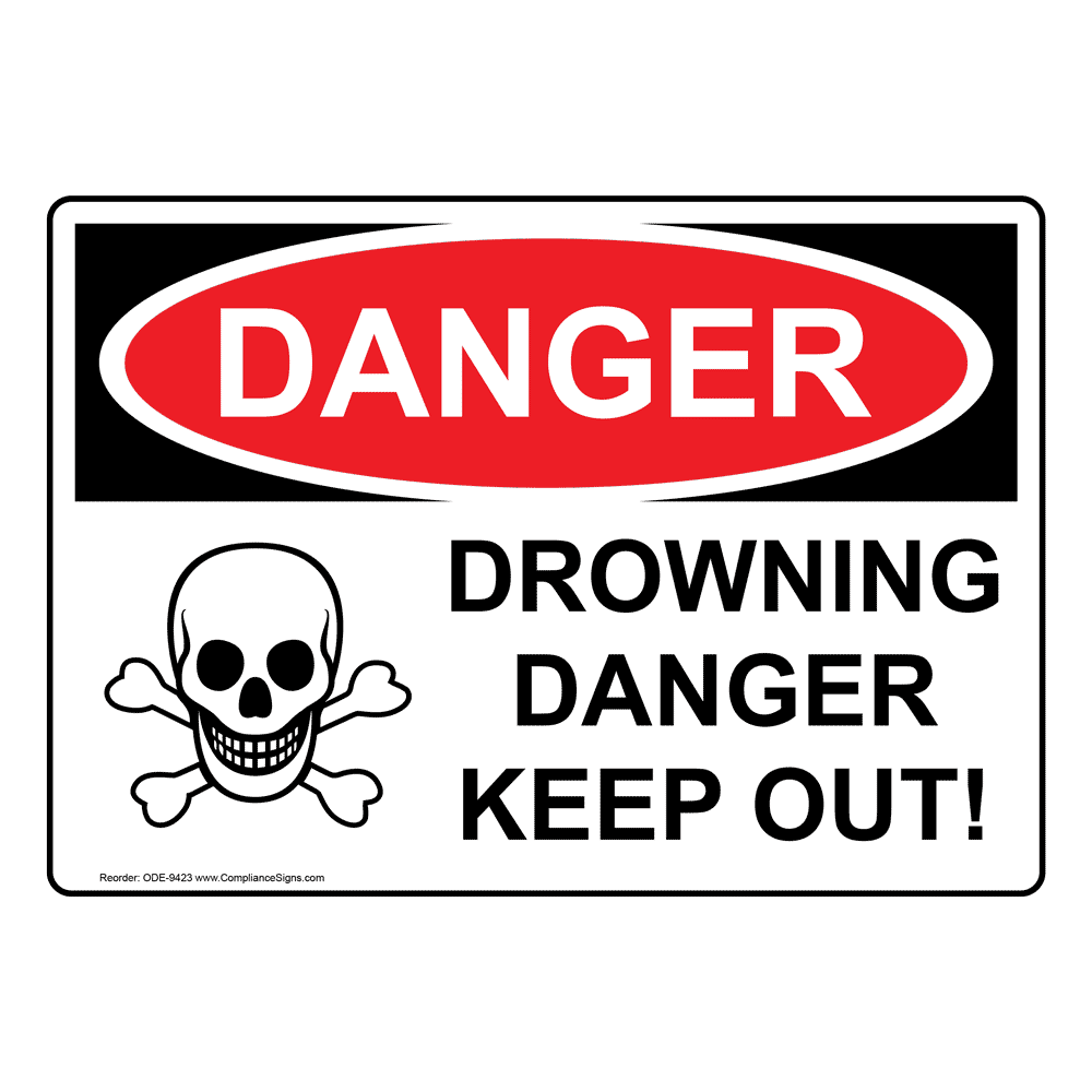 Danger of drowning Safety sign 