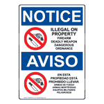 OSHA NOTICE Illegal Property Firearm Weapon Bilingual Sign ONB-8204-R