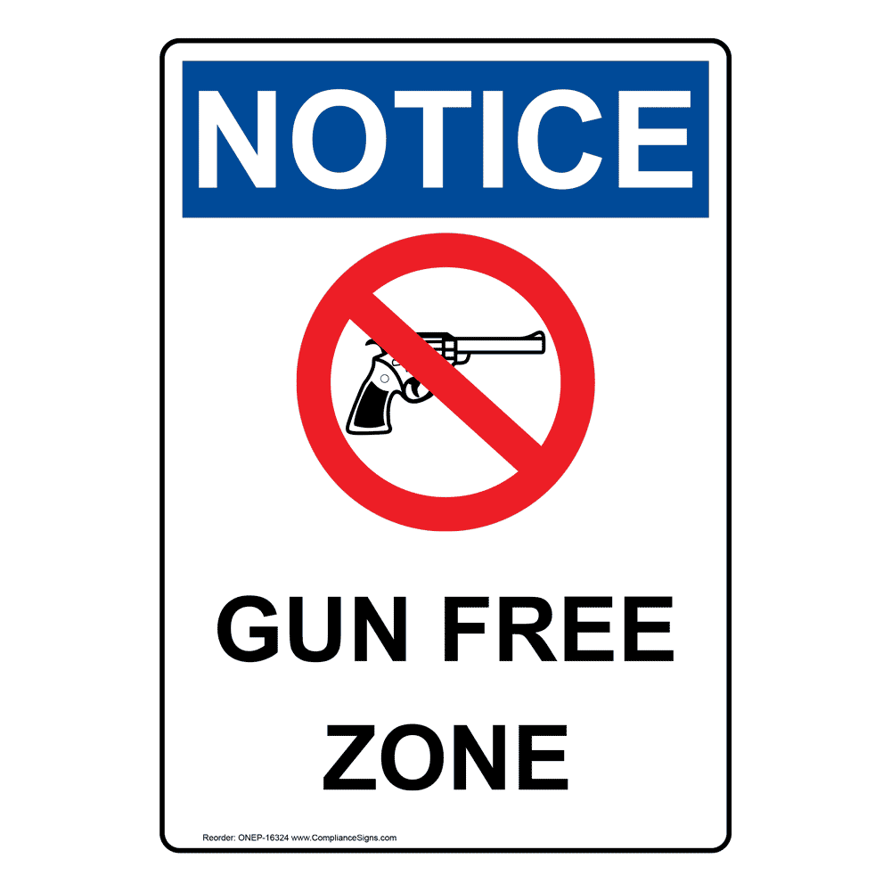 Aluminum Made in USA Notice Gun Free Zone OSHA Safety Sign 7x5 in 