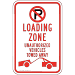 Loading Zone Sign with Symbols PKE-22205 Parking Reserved