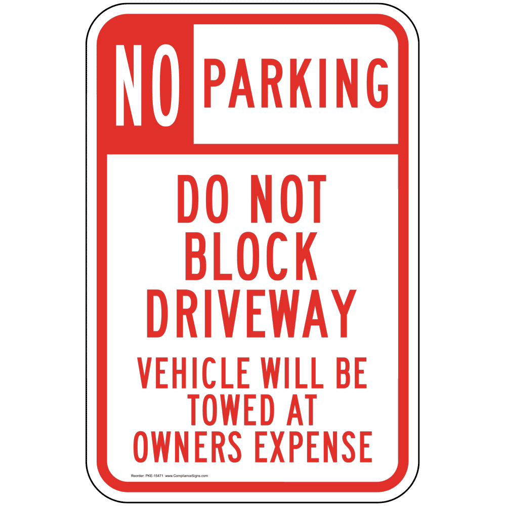 NO PARKING TOW ZONE BLOCK DRIVE SIGN DURABLE ALUMINUM NO RUST BRIGHT RED DD#411 