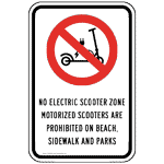 No Electric Scooter Zone Reflective Sign PKE-36996
